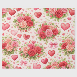 Hearts and Roses  Wrapping Paper