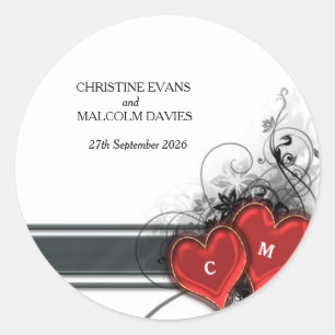 Hearts and Scrolls Classic Round Sticker