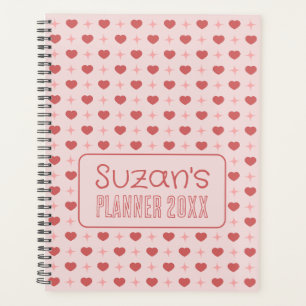 Hearts And Sparkle Pattern Personalised  Planner