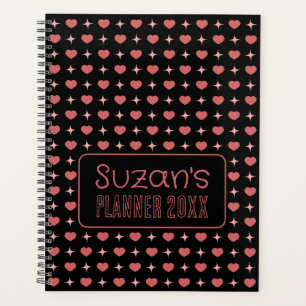 Hearts And Sparkle Pattern Personalised  Planner