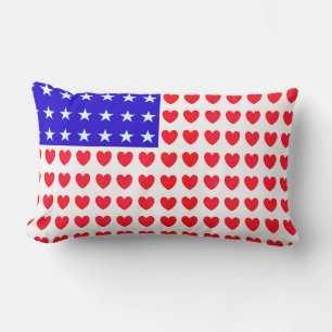Hearts and Stars Flag Lumbar Cushion