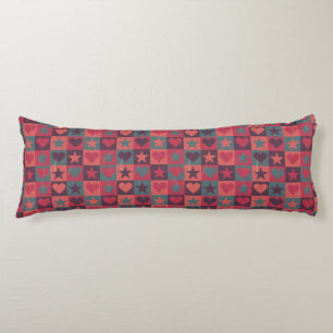 Hearts And Stars Pattern Pink Body Cushion