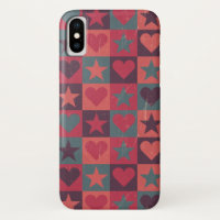 Hearts And Stars Pattern Pink