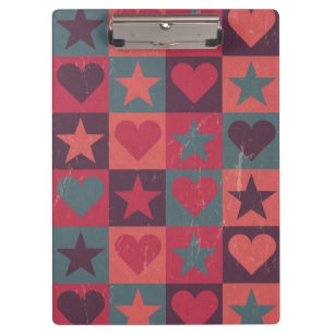 Hearts And Stars Pattern Pink Clipboard