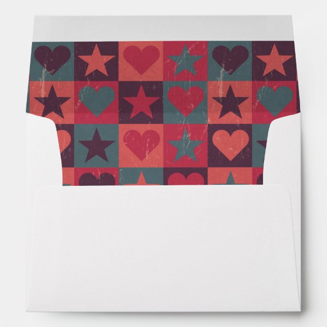 Hearts And Stars Pattern Pink Envelopes (Back (Bottom))