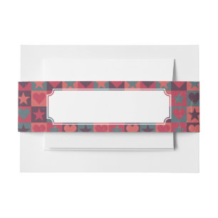 Hearts And Stars Pattern Pink Invitation Belly Band