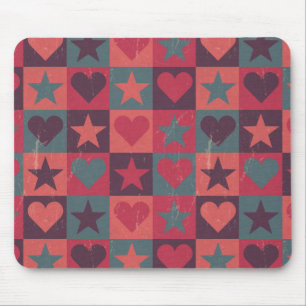 Hearts And Stars Pattern Pink Mouse Pad