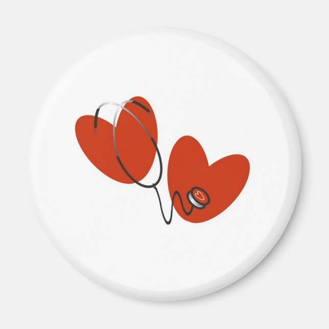 Hearts and Stethoscope Magnet (Front)