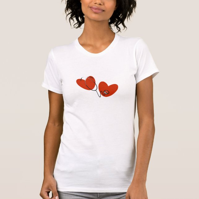 Hearts and Stethoscope T-shirts and Gifts (Front)