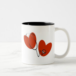 Hearts and Stethoscope T-shirts and Gifts Two-Tone Coffee Mug