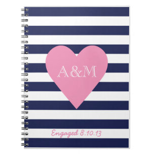 Hearts and Stripes Engaged Spiral Notebook