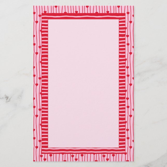 Hearts and Stripes Love Collage Stationery (Front)