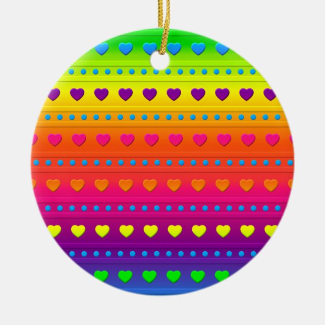 Hearts and Stripes ROUND ORNAMENT (Front)