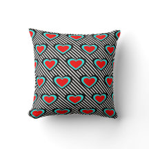 Hearts and Stripes Throw Pillow