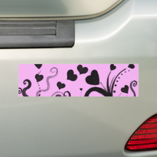Hearts and Swirls and Ink and Pink Bumper Sticker
