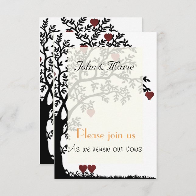 Hearts and Tree Wedding Vows Renewal Invitation (Front/Back)