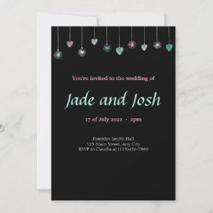 Hearts and Twinkle Lights Wedding Invitation