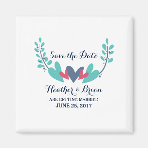 Hearts and Vines Save the Date Magnet