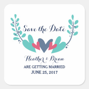 Hearts and Vines Save the Date Stickers