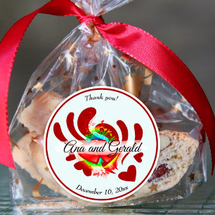 Hearts and vines Thank You Wedding Favour Classic Round Sticker