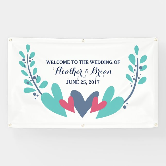 Hearts and Vines Wedding Banner (Horizontal)