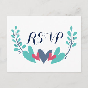 Hearts and Vines Wedding RSVP Postcard
