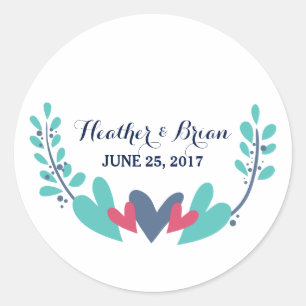 Hearts and Vines Wedding Stickers