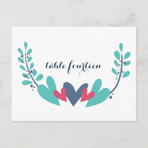 Hearts and Vines Wedding Table Number Postcard