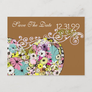 Hearts and Wild Flowers Save The Date Announcement Postcard