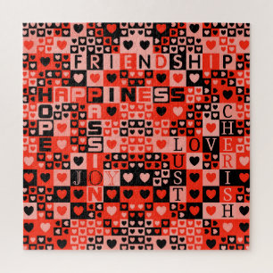 Hearts and Words Art Jigsaw Puzzle