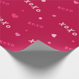 Hearts and xoxo symbol for hugs and kisses wrapping paper
