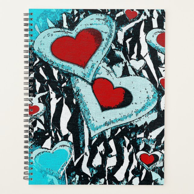 Hearts and Zebra Stripes Planner (Front)