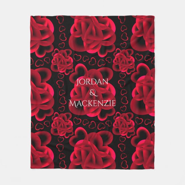 Hearts Aplenty Pattern Fleece Blanket (Front)