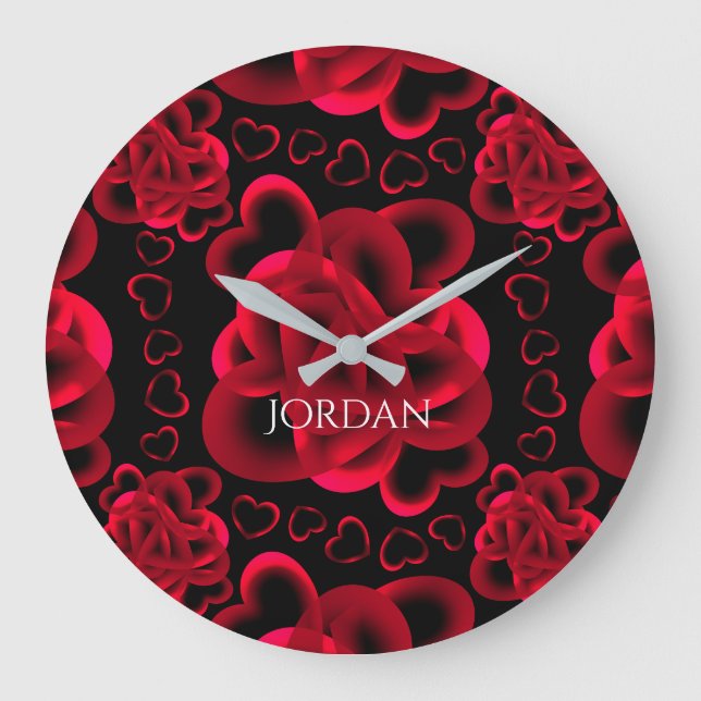 Hearts Aplenty Pattern Large Clock (Front)