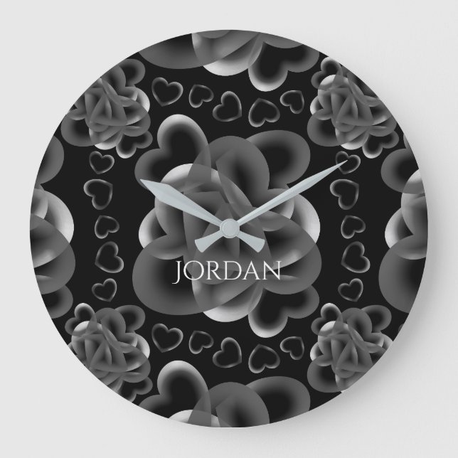 Hearts Aplenty Pattern Large Clock (Front)