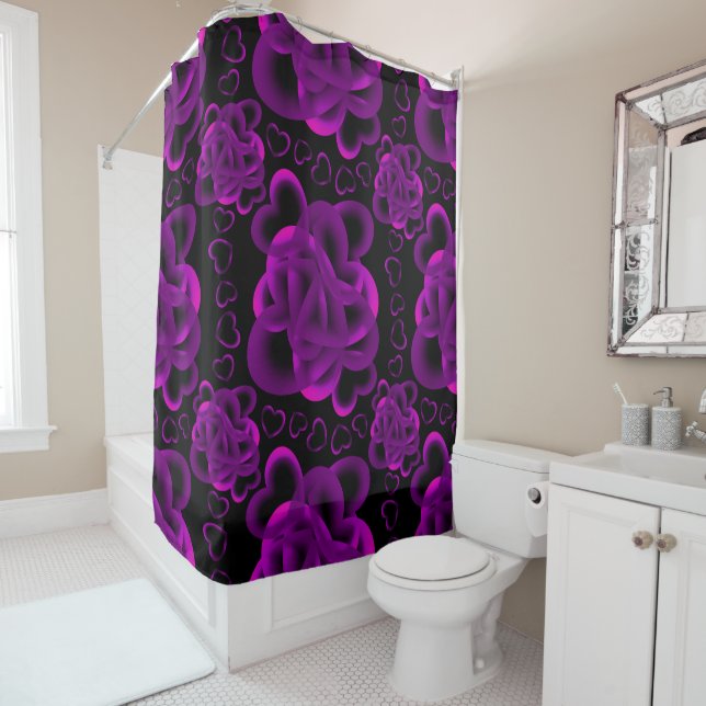 Hearts Aplenty Pattern Shower Curtain (In Situ)