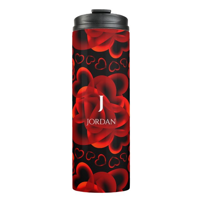 Hearts Aplenty Red Pattern Thermal Tumbler (Front)