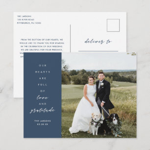 Hearts are Full Photo Wedding Thank You Postcard