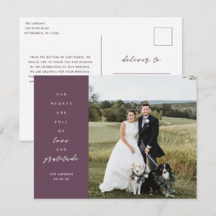 Hearts are Full Photo Wedding Thank You Postcard