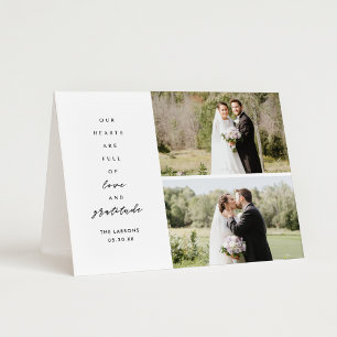 Hearts are Full Two Photo Folded Wedding Thank You Card