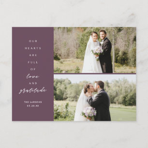 Hearts are Full Two Photo Wedding Thank You Postc Postcard