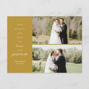 Hearts are Full Two Photo Wedding Thank You Postcard