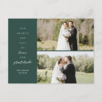 Hearts are Full Two Photo Wedding Thank You