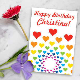 Hearts around hearts - Happy Birthday Custom Name Card
