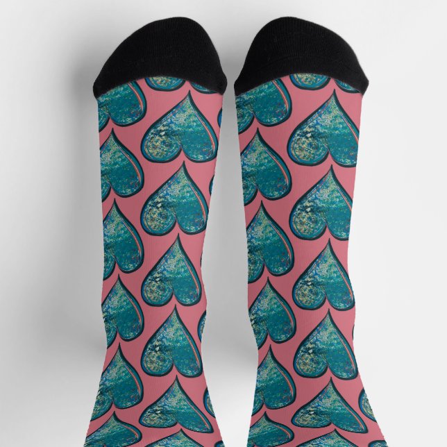 Hearts Artwork blue and pink heart                 Socks (Top)