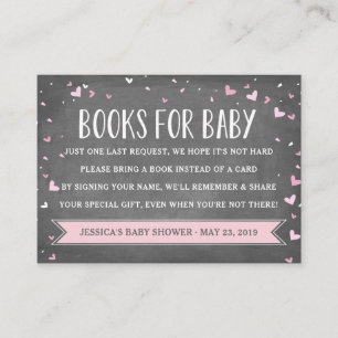 Hearts Baby Book Request Chalkboard   Baby Shower Enclosure Card