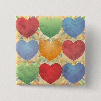 Hearts background 15 cm square badge