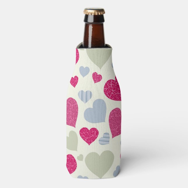 Hearts Background Bottle Cooler (Bottle Front)