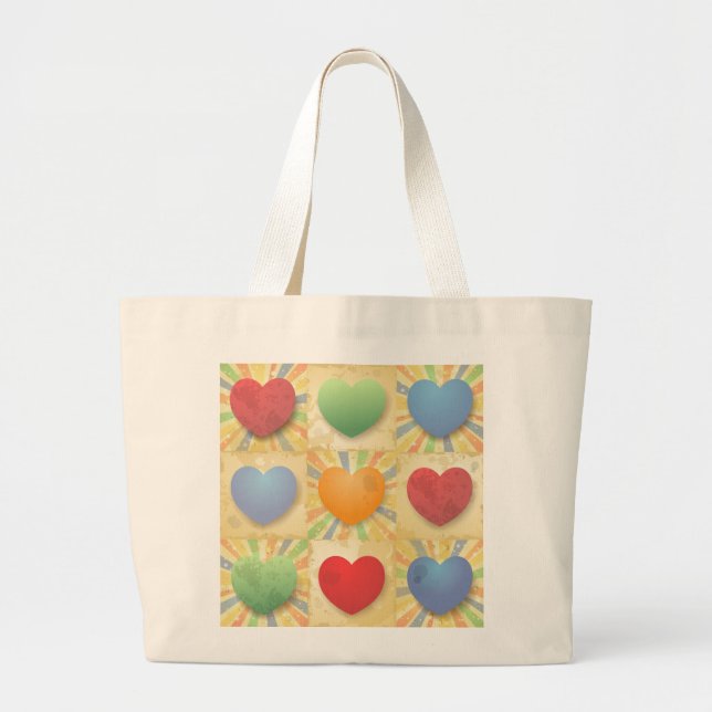 Hearts background large tote bag (Front)