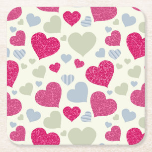 Hearts Background Square Paper Coaster